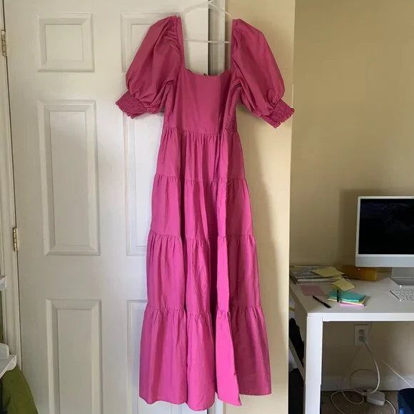 chinese dress ladies Pink Floral Glam Scarf Maxi Dress  FARM Rio